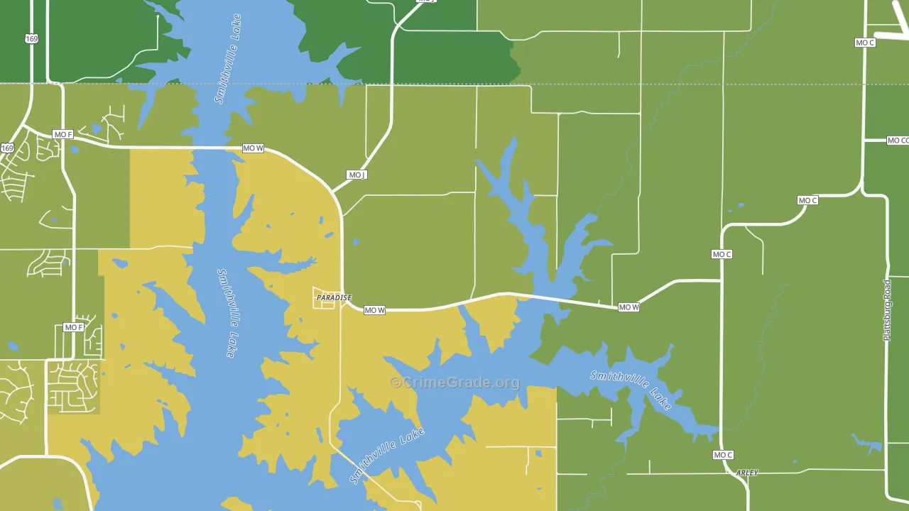 Paradise, MO Map of Vehicle Theft Rates