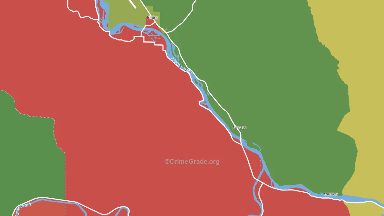 Paradise, MT Map of Vehicle Theft Rates