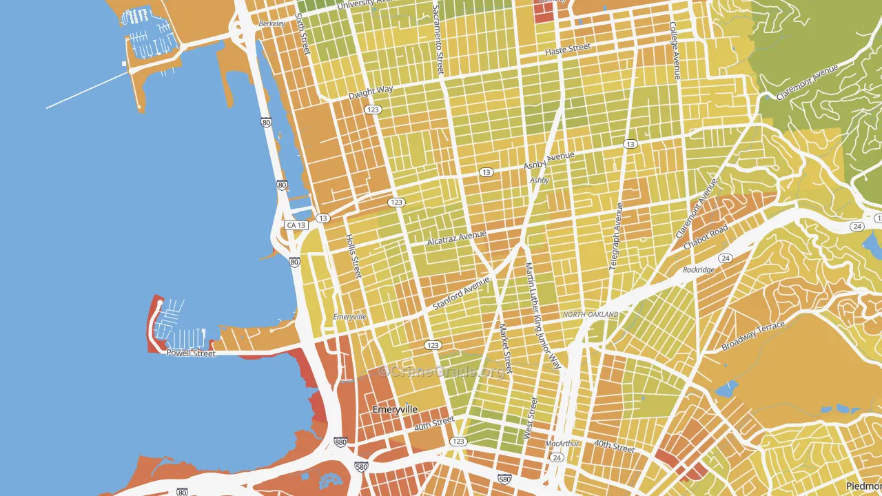 Paradise Park, Emeryville, CA Map of Vehicle Theft Rates