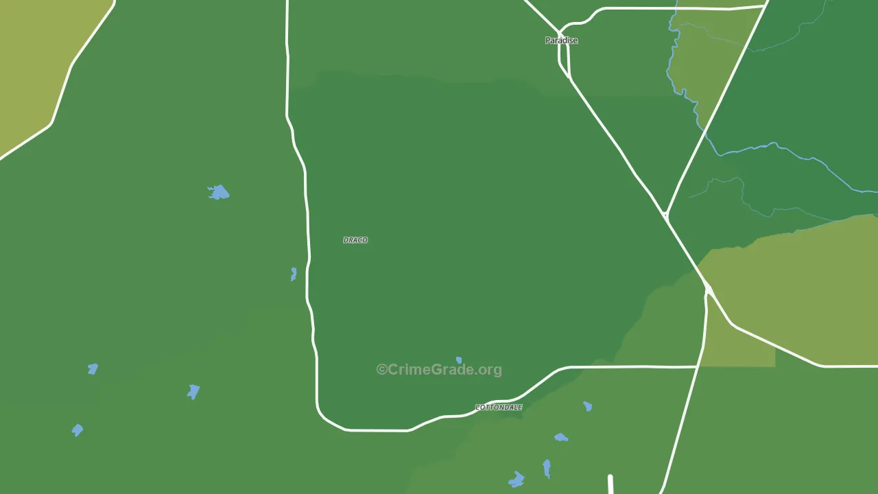 Paradise, TX Map of Vehicle Theft Rates