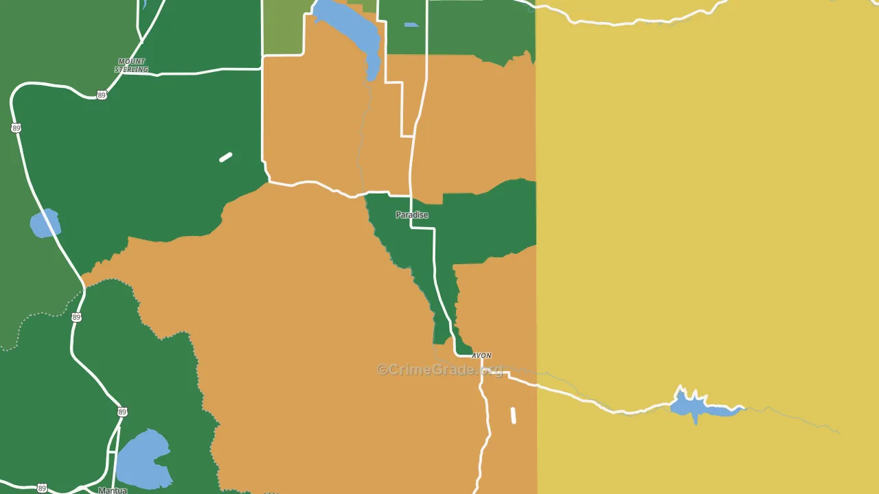 Paradise, UT Map of Vehicle Theft Rates