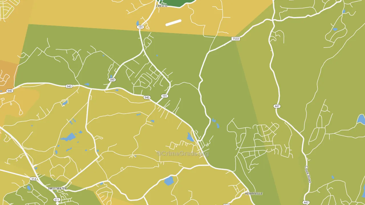 Paradise Valley, PA Map of Vehicle Theft Rates