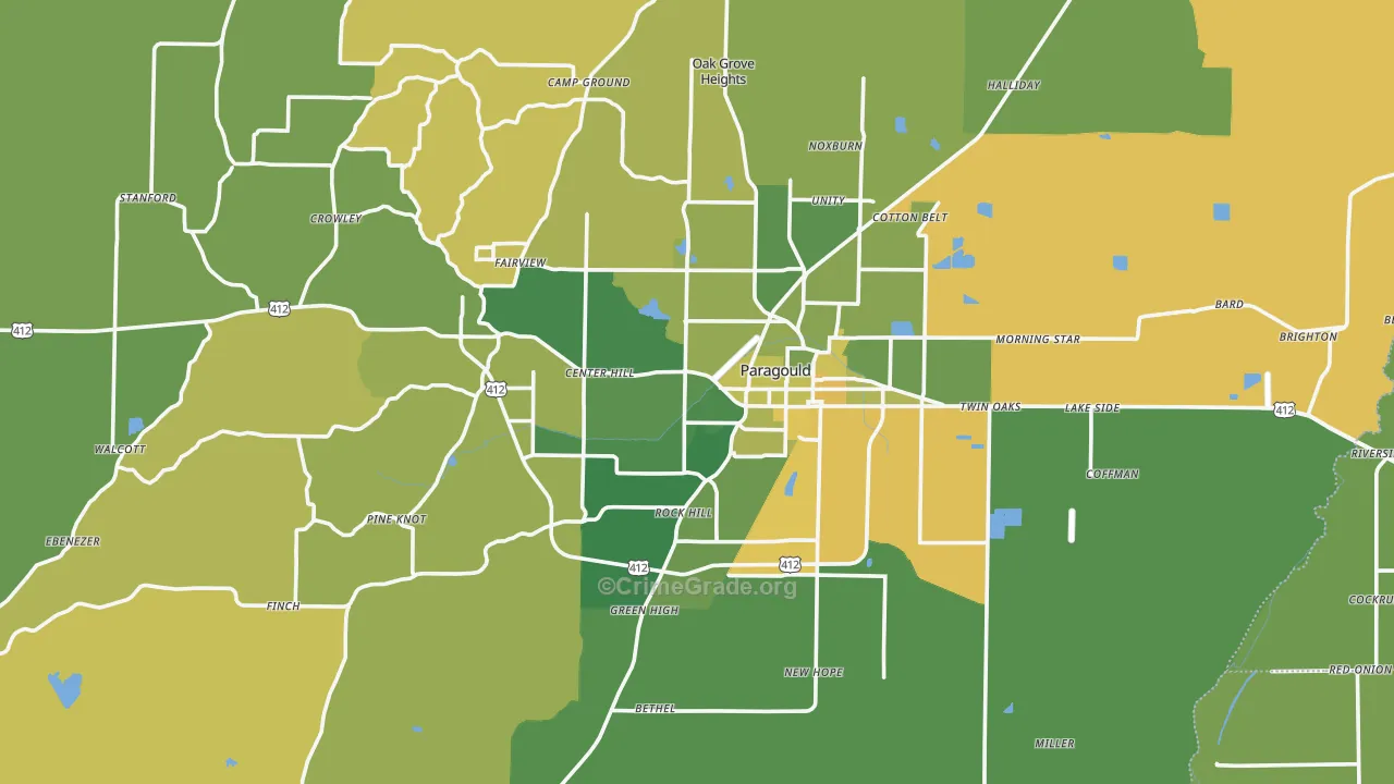 Paragould, AR Map of Vehicle Theft Rates