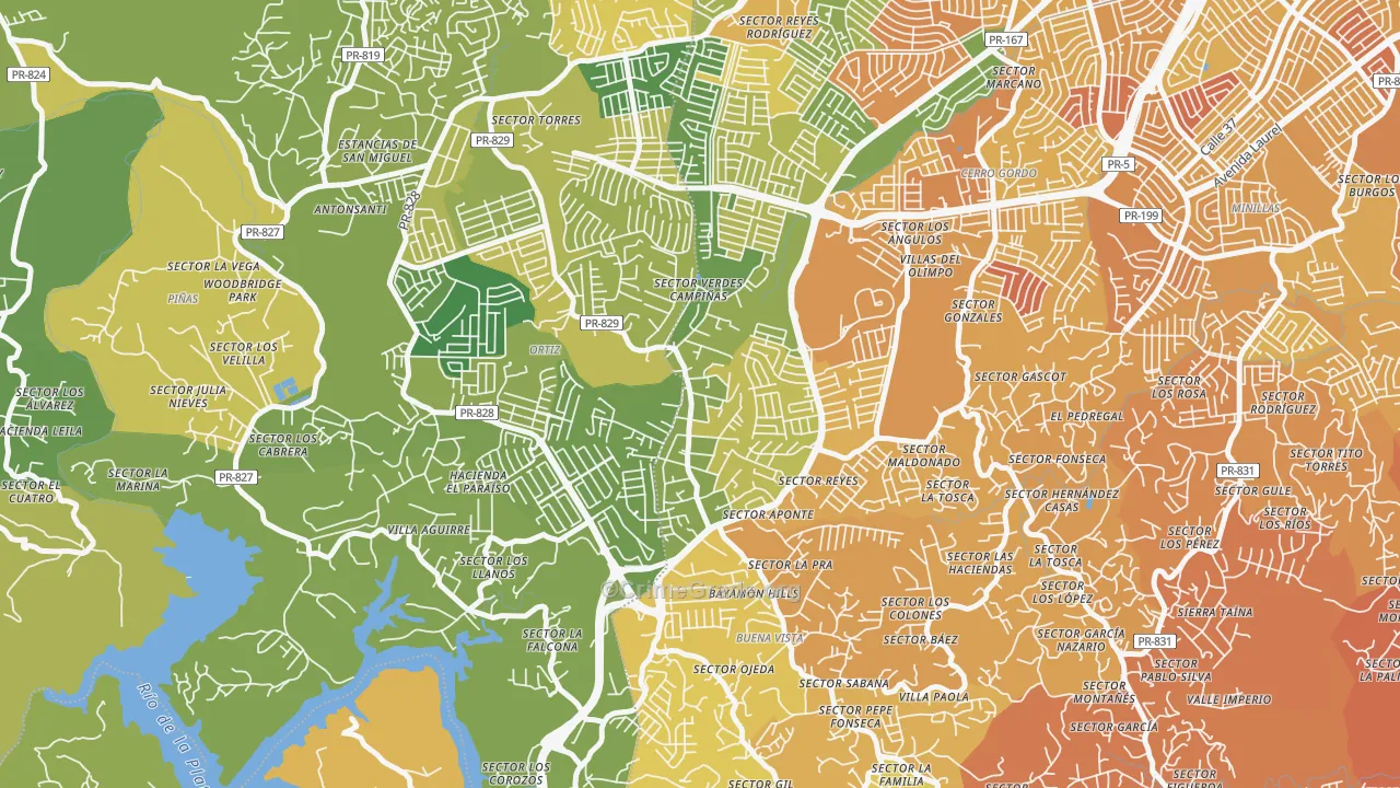 Parcelas van Scoy, Bayamon, PR Map of Vehicle Theft Rates