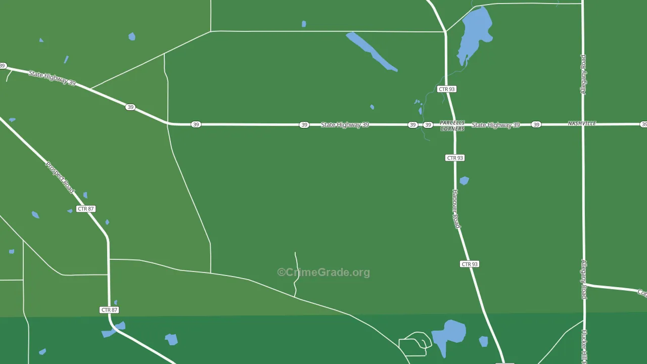 Parcells Corner, NY Map of Vehicle Theft Rates