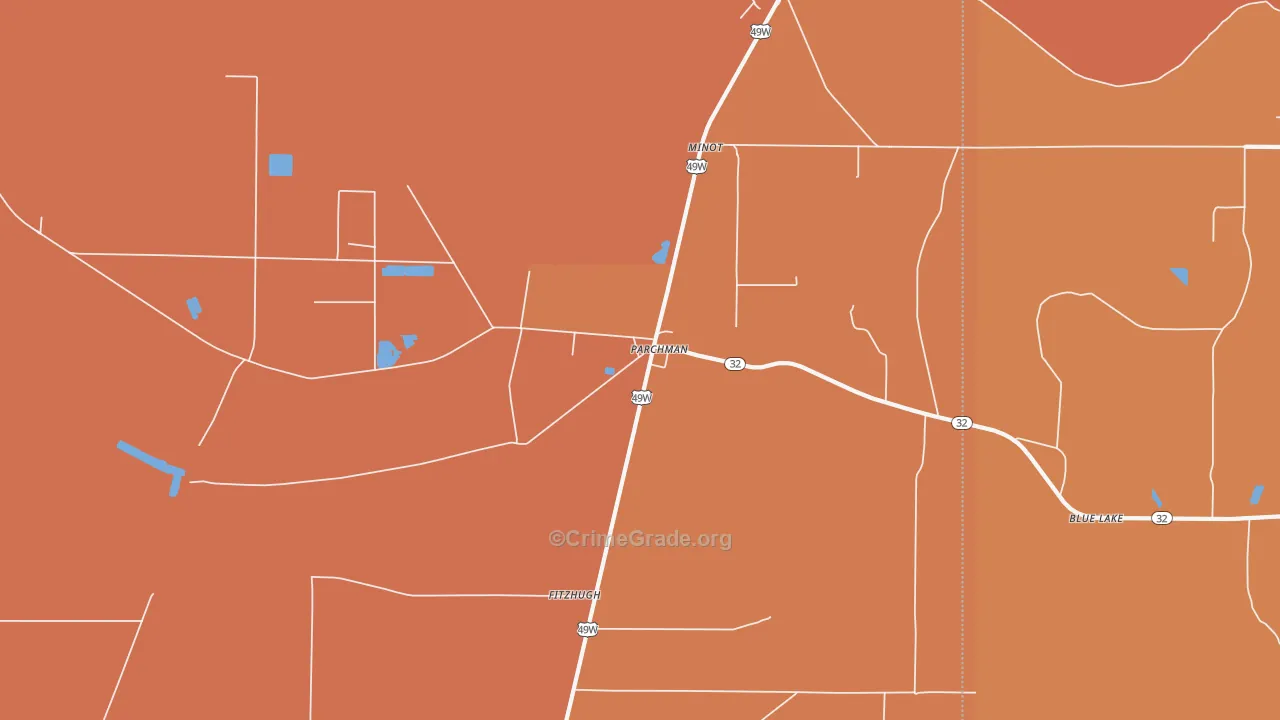 Parchman, MS Map of Vehicle Theft Rates