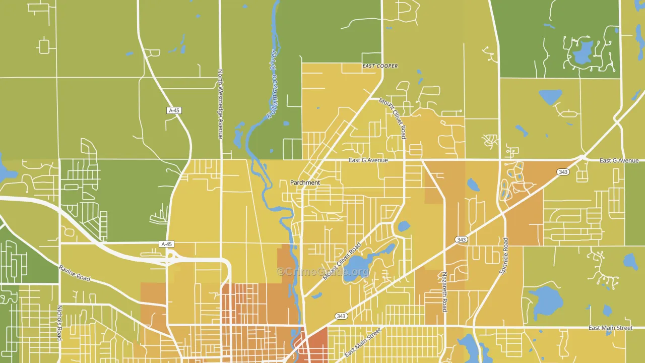 Parchment, MI Map of Vehicle Theft Rates