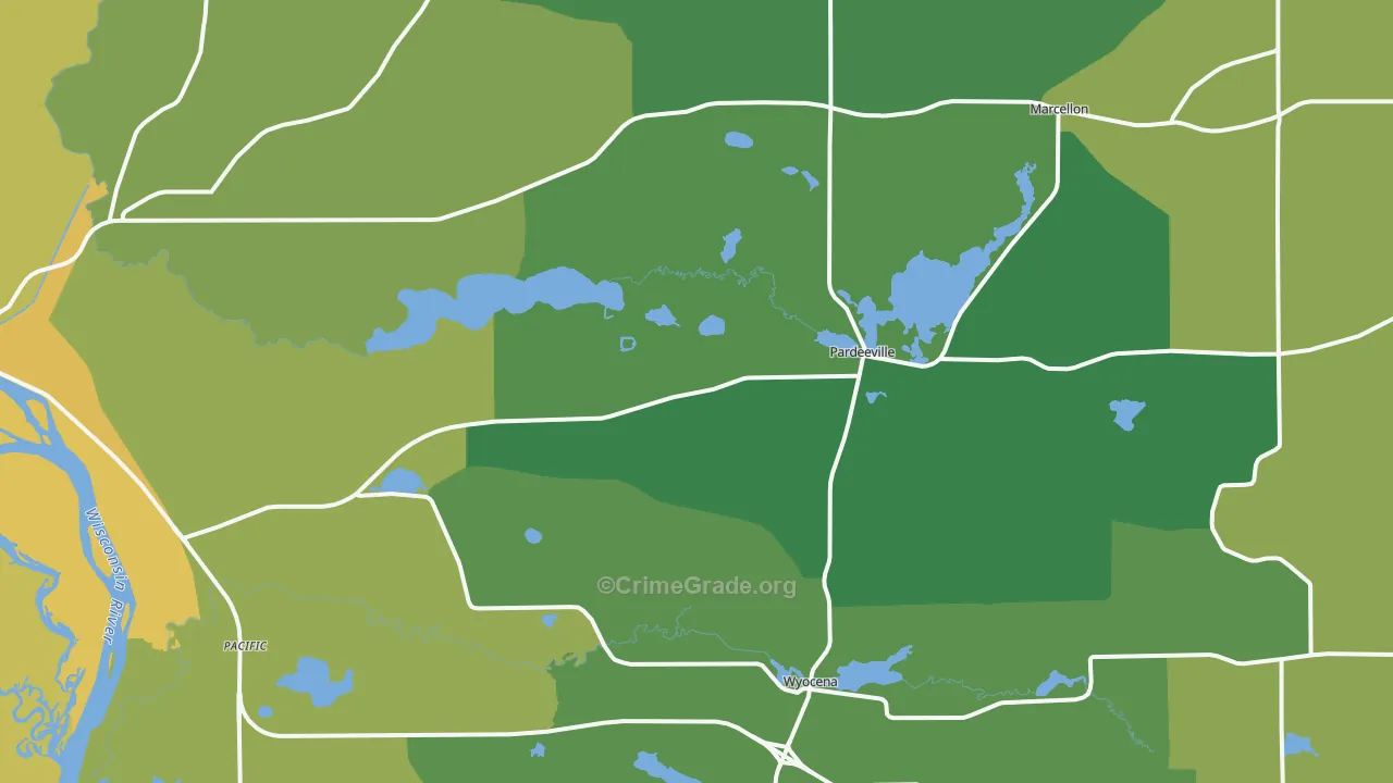 Pardeeville, WI Map of Vehicle Theft Rates
