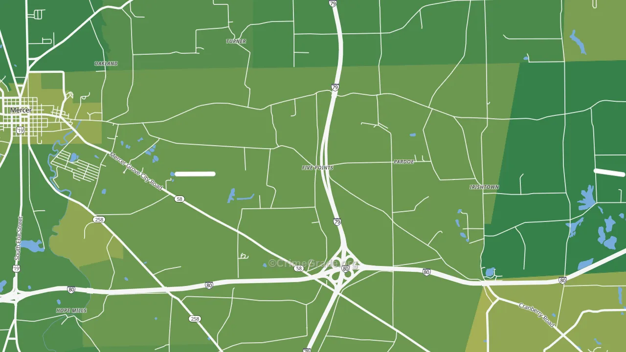 Pardoe, PA Map of Vehicle Theft Rates