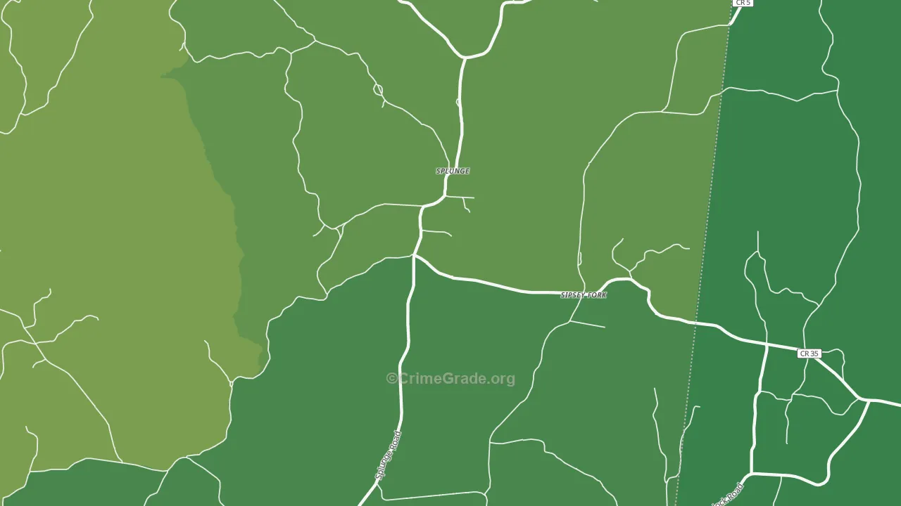Parham, MS Map of Vehicle Theft Rates