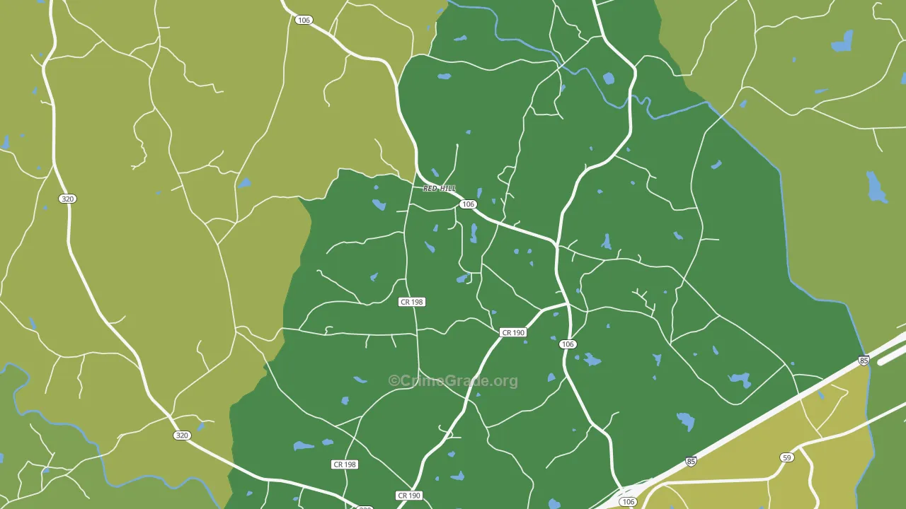 Parhams, GA Map of Vehicle Theft Rates