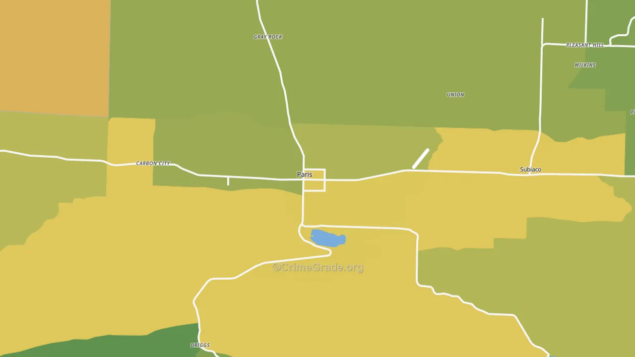 Paris, AR Map of Vehicle Theft Rates