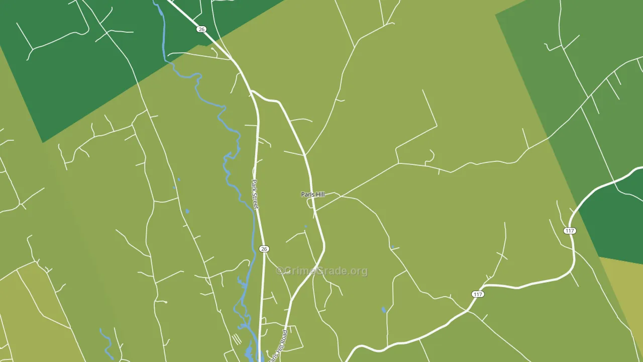 Paris, ME Map of Vehicle Theft Rates