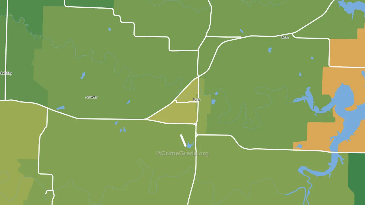 Paris, MO Map of Vehicle Theft Rates
