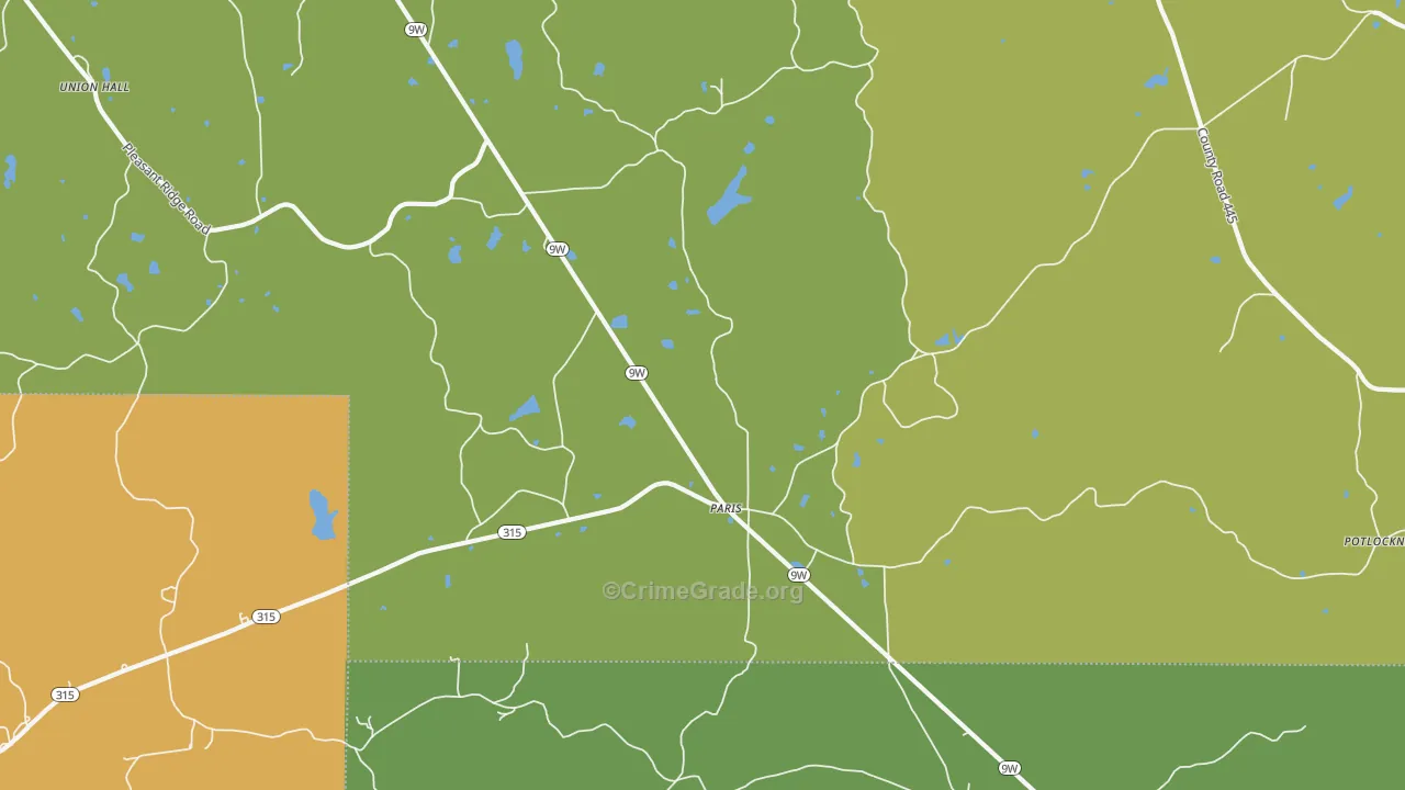 Paris, MS Map of Vehicle Theft Rates