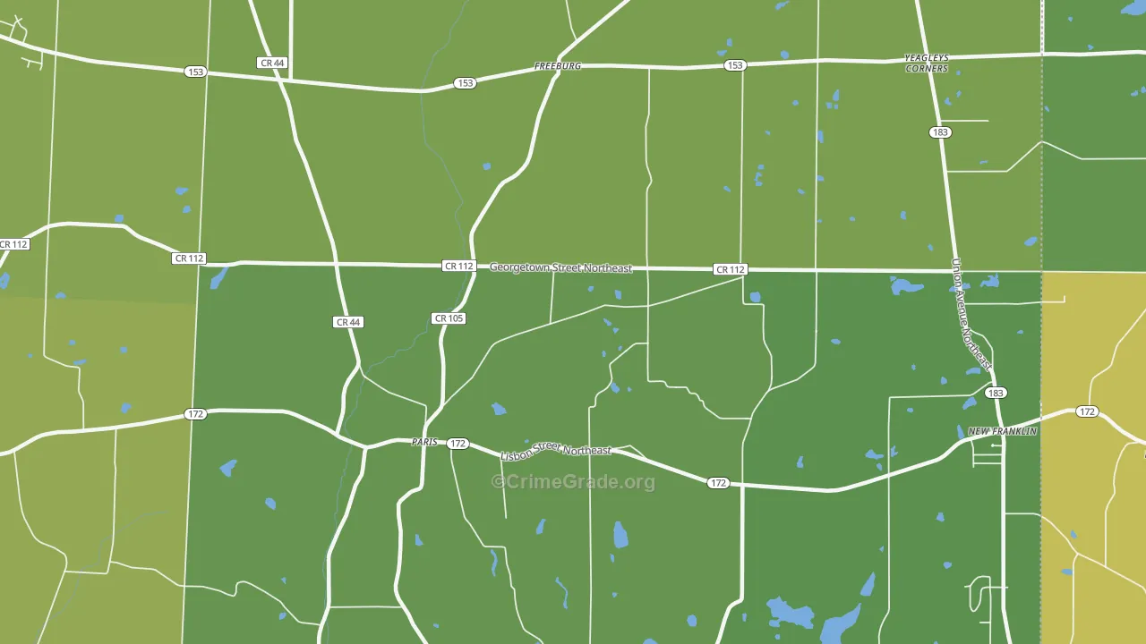 Paris, OH Map of Vehicle Theft Rates