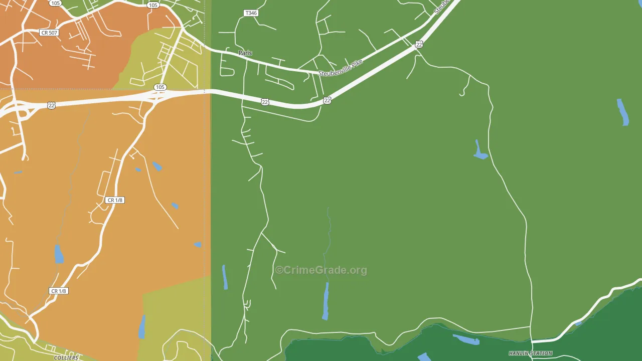 Paris, PA Map of Vehicle Theft Rates