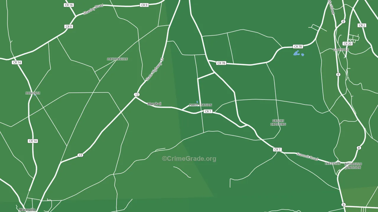 Paris Station, NY Map of Vehicle Theft Rates