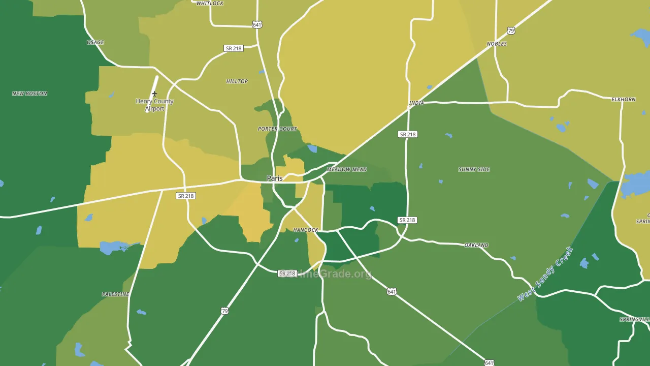 Paris, TN Map of Vehicle Theft Rates