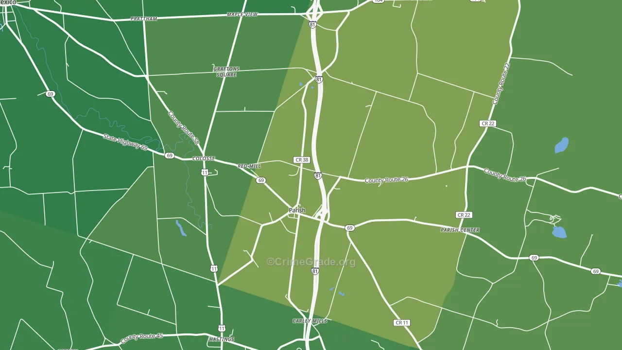 Parish, NY Map of Vehicle Theft Rates