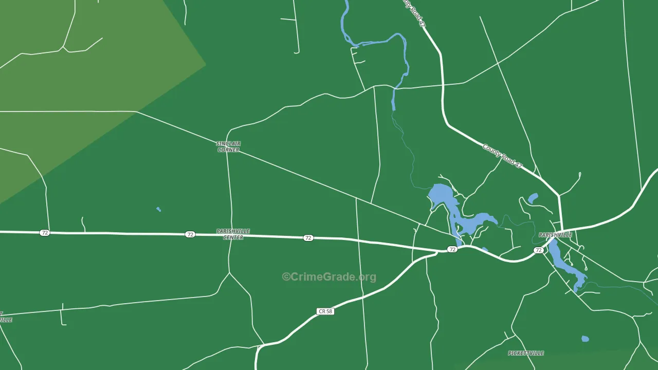 Parishville Center, NY Map of Vehicle Theft Rates