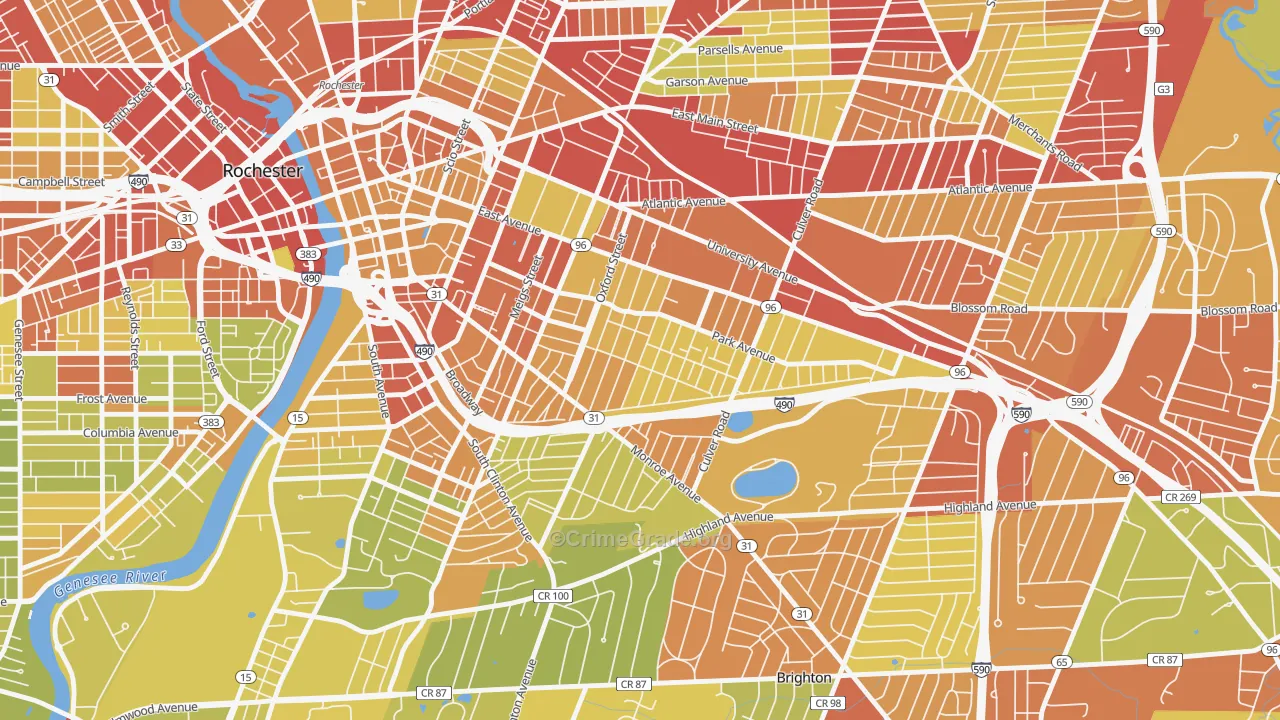 Park Avenue, Rochester, NY Map of Vehicle Theft Rates