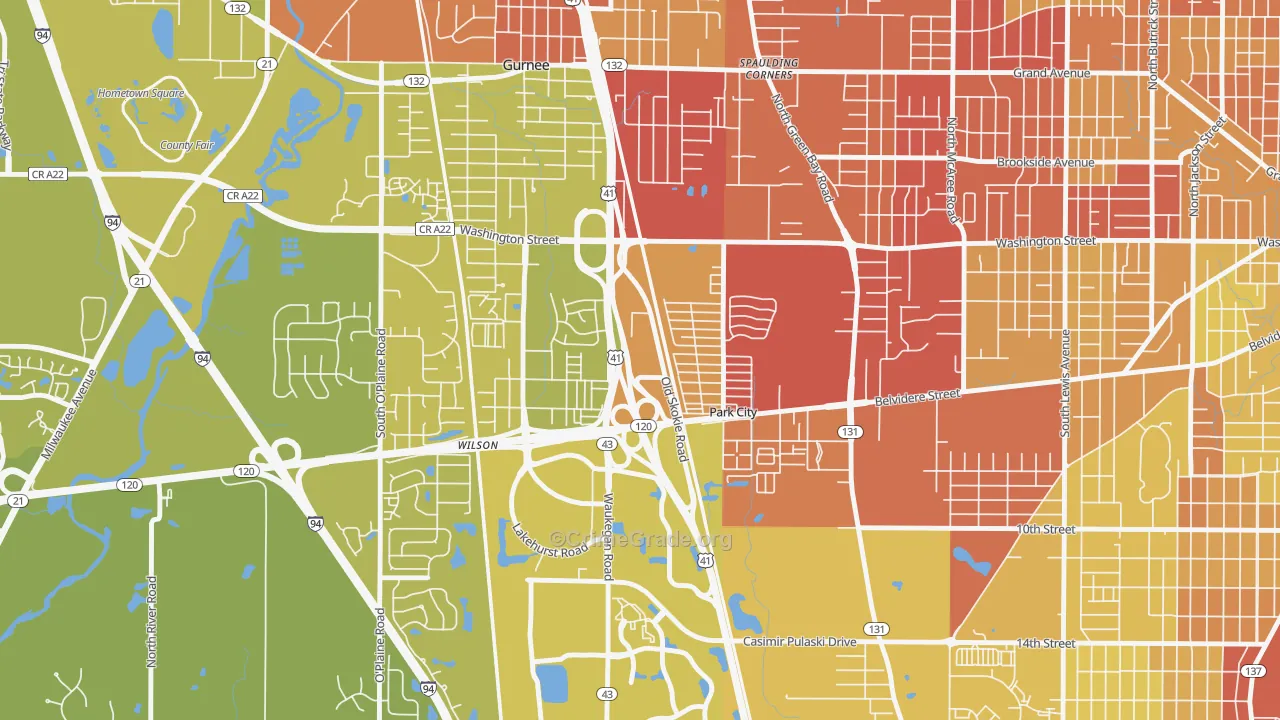 Park City, IL Map of Vehicle Theft Rates