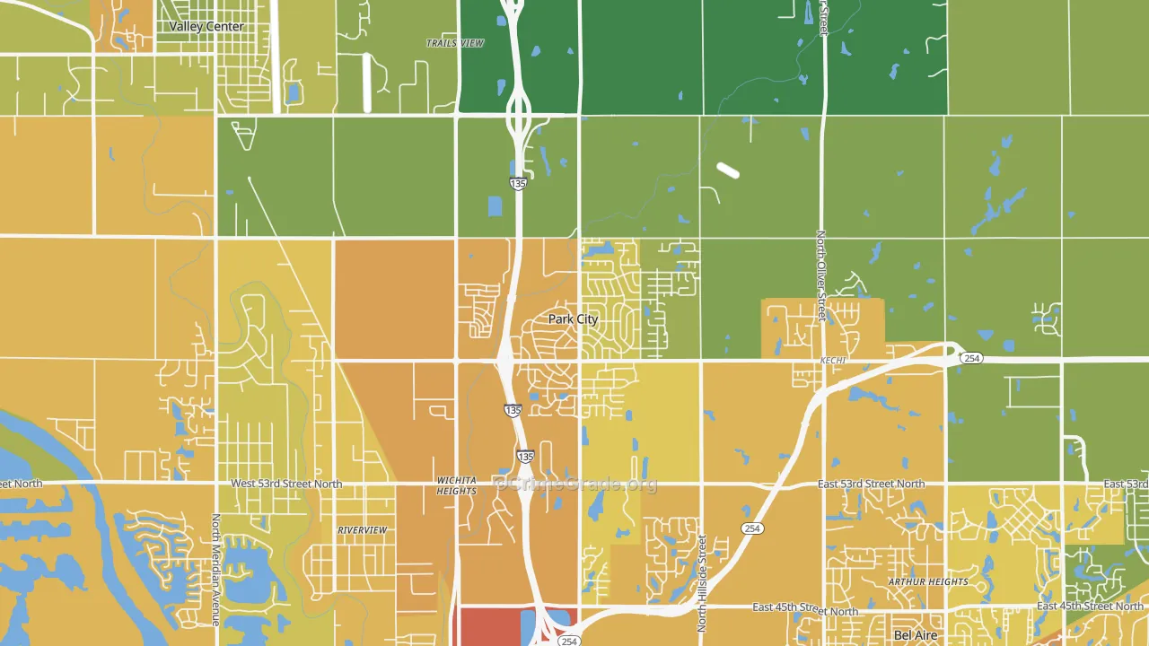 Park City, KS Map of Vehicle Theft Rates