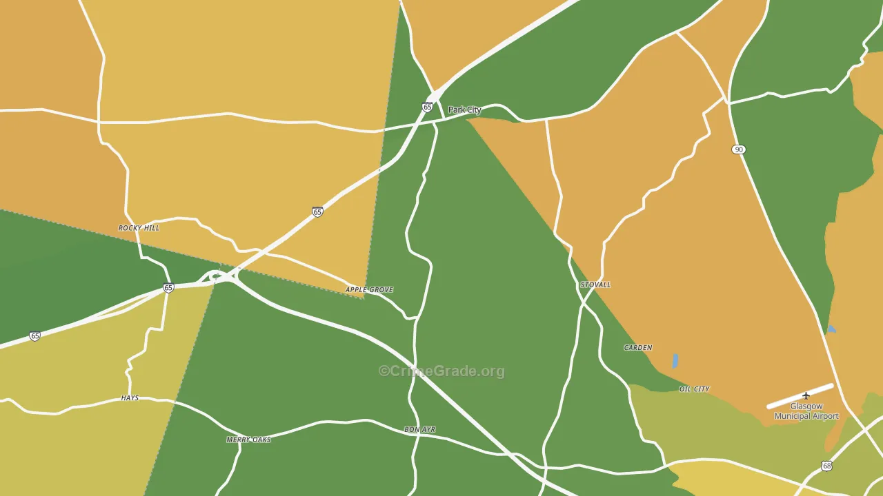 Park City, KY Map of Vehicle Theft Rates