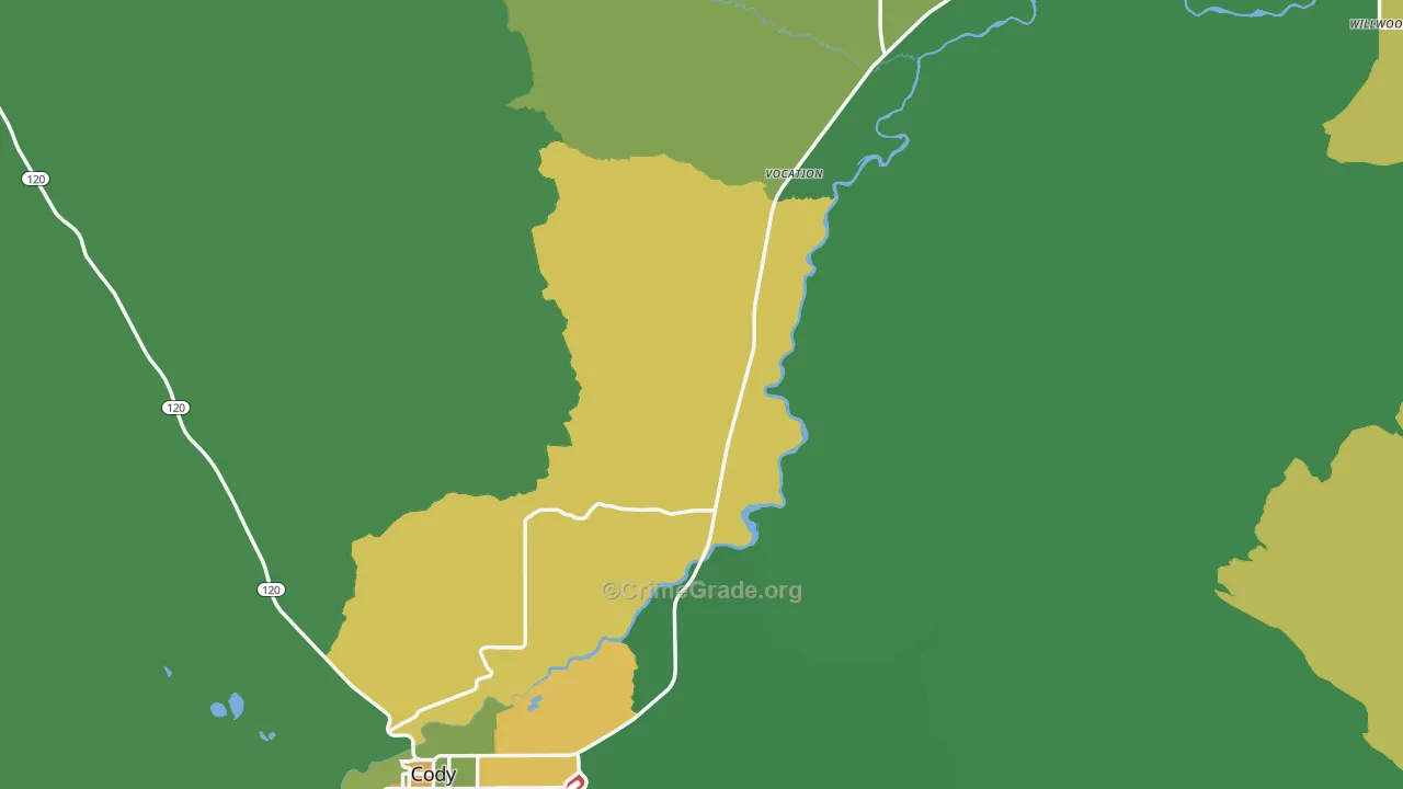 Park County, WY Map of Vehicle Theft Rates