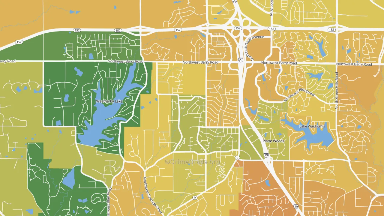 Park Forest, Kansas City, MO Map of Vehicle Theft Rates