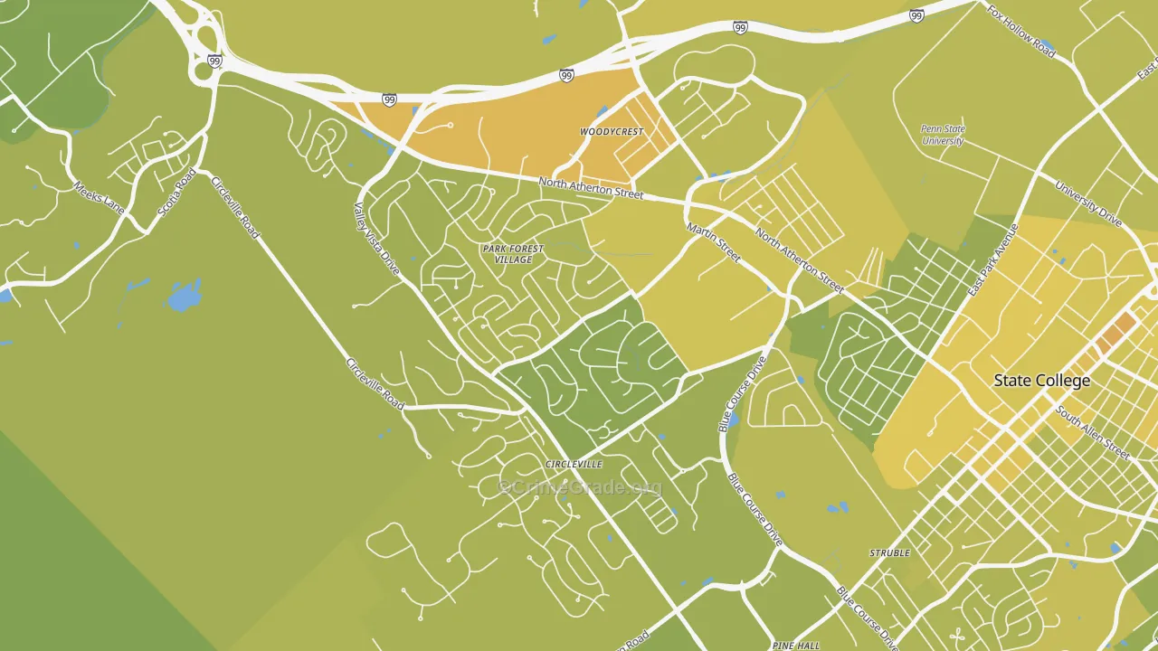 Park Forest Village, PA Map of Vehicle Theft Rates