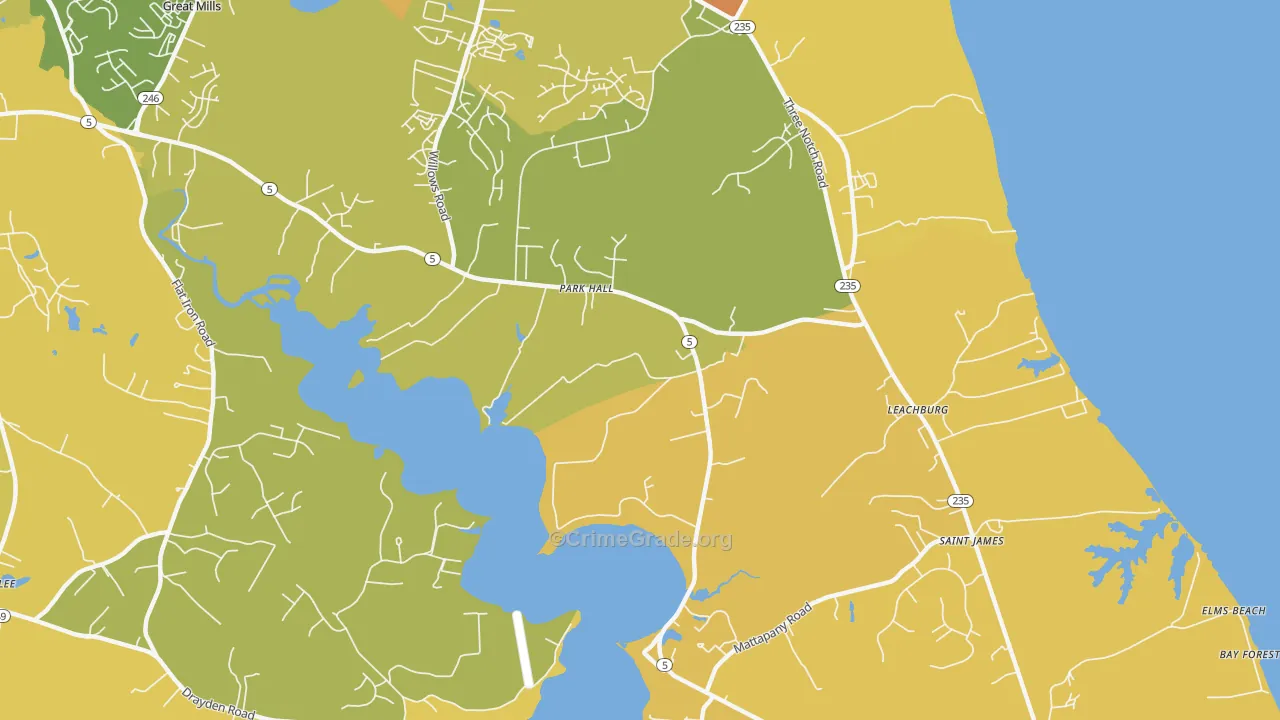 Park Hall, MD Map of Vehicle Theft Rates