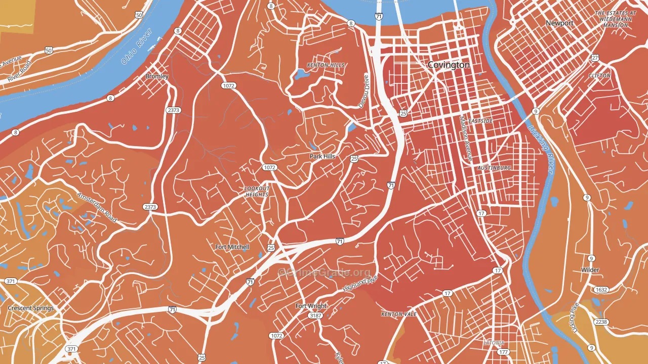 Park Hills, KY Map of Vehicle Theft Rates