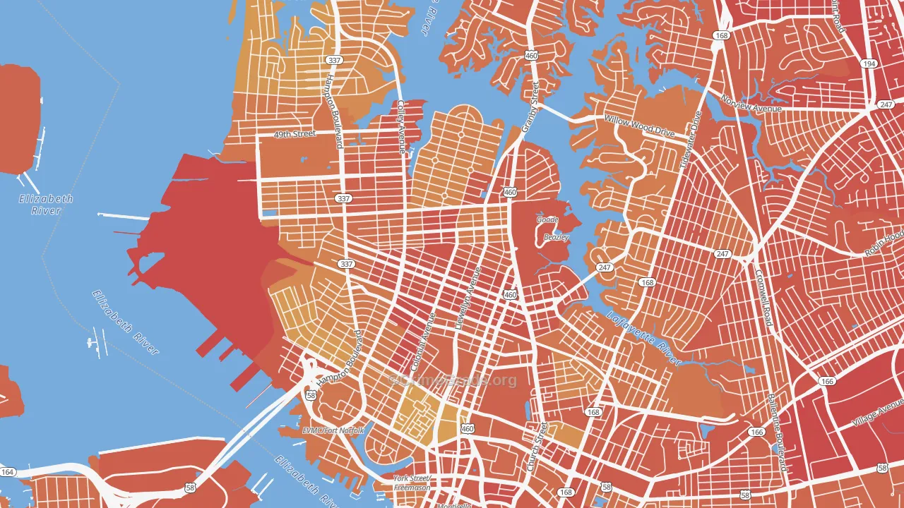 Park Place, Norfolk, VA Map of Vehicle Theft Rates