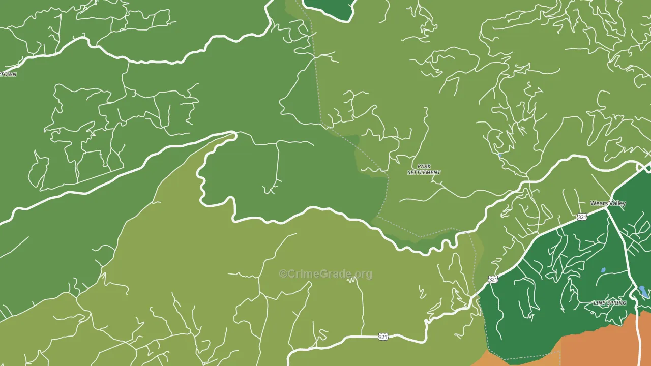 Park Settlement, TN Map of Vehicle Theft Rates