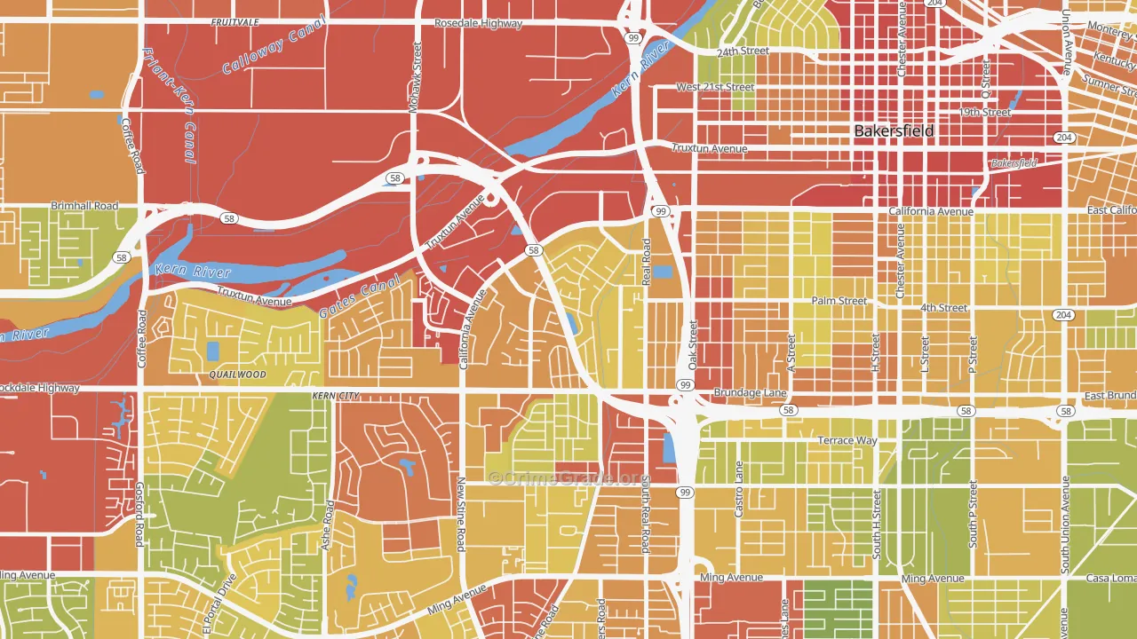 Park Stockdale, Bakersfield, CA Map of Vehicle Theft Rates