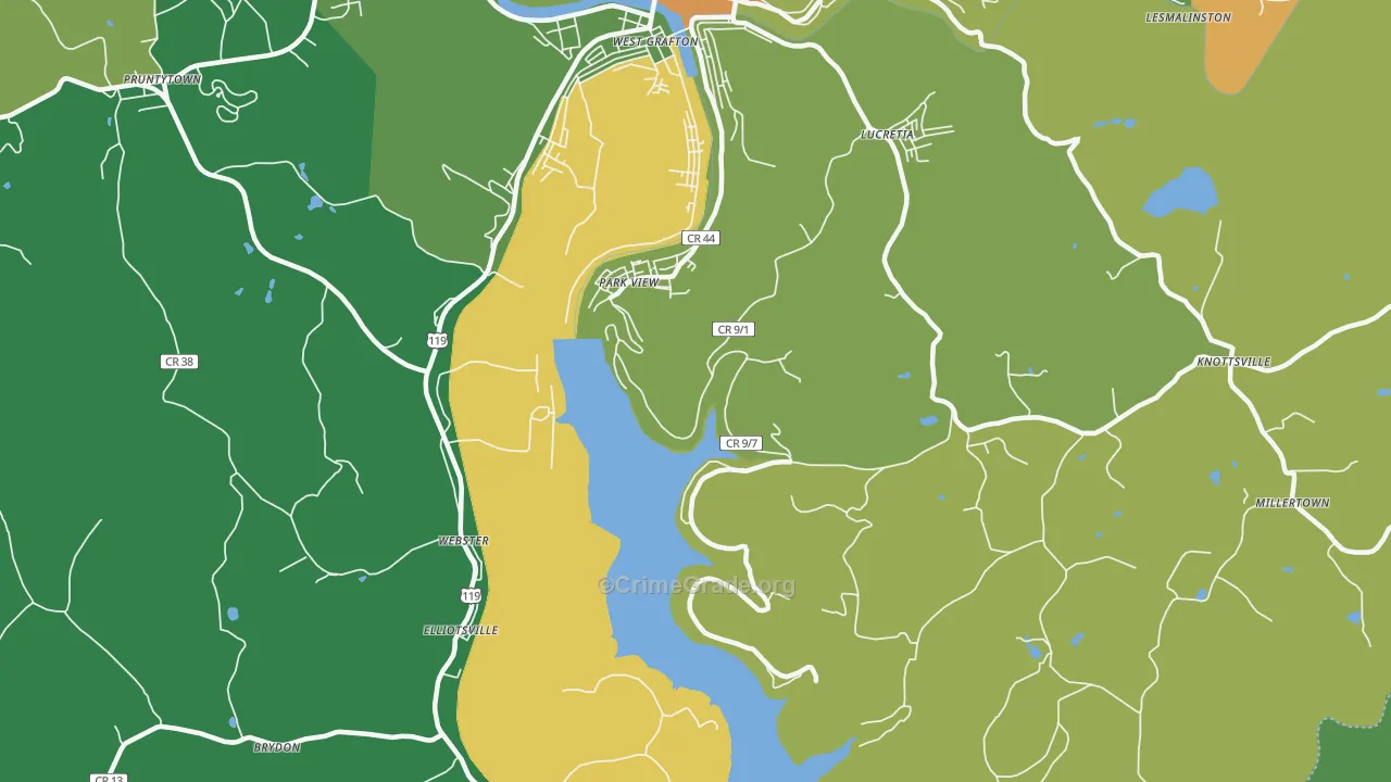 Park View, WV Map of Vehicle Theft Rates