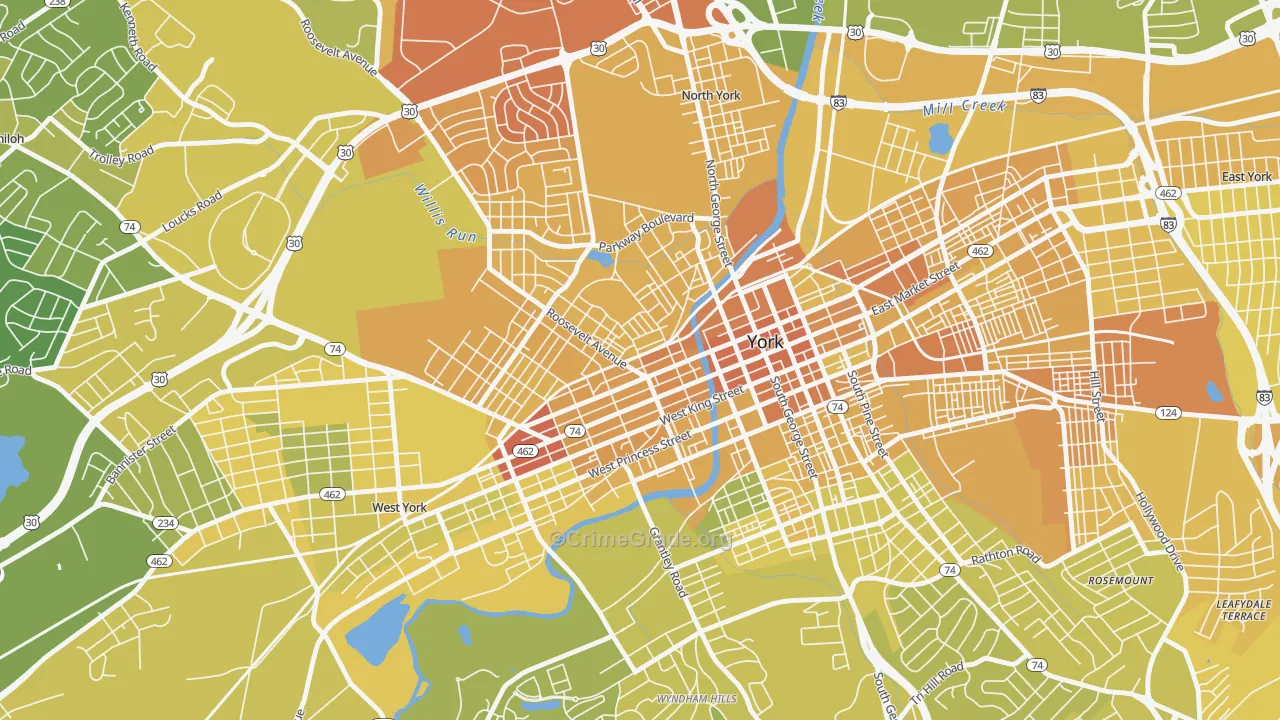 Park Village, York, PA Map of Vehicle Theft Rates