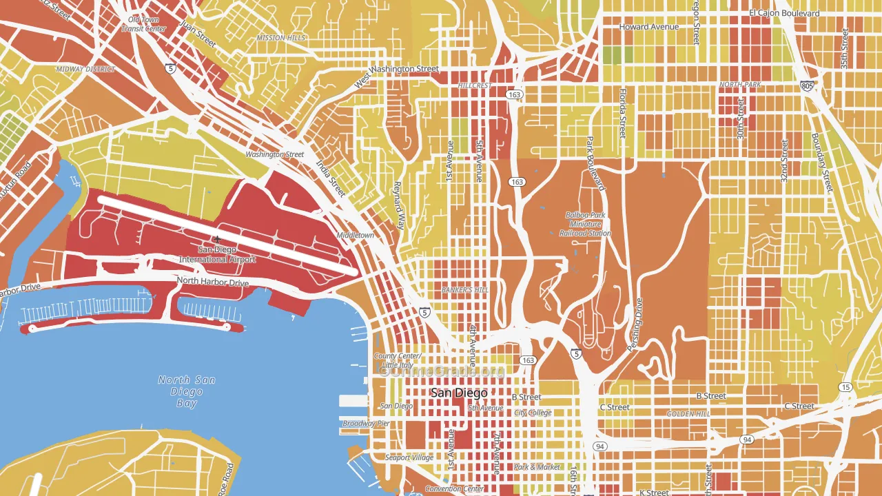 Park West, San Diego, CA Map of Vehicle Theft Rates