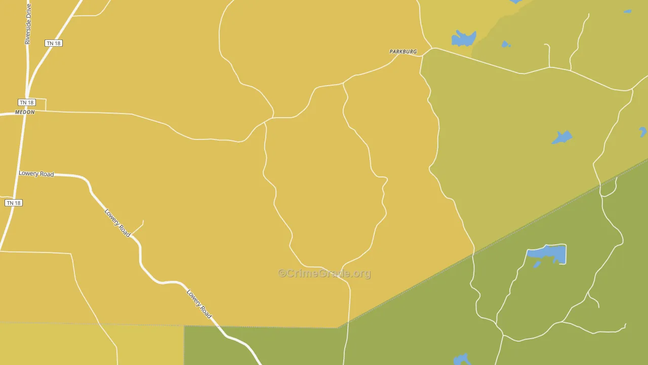 Parkburg, TN Map of Vehicle Theft Rates