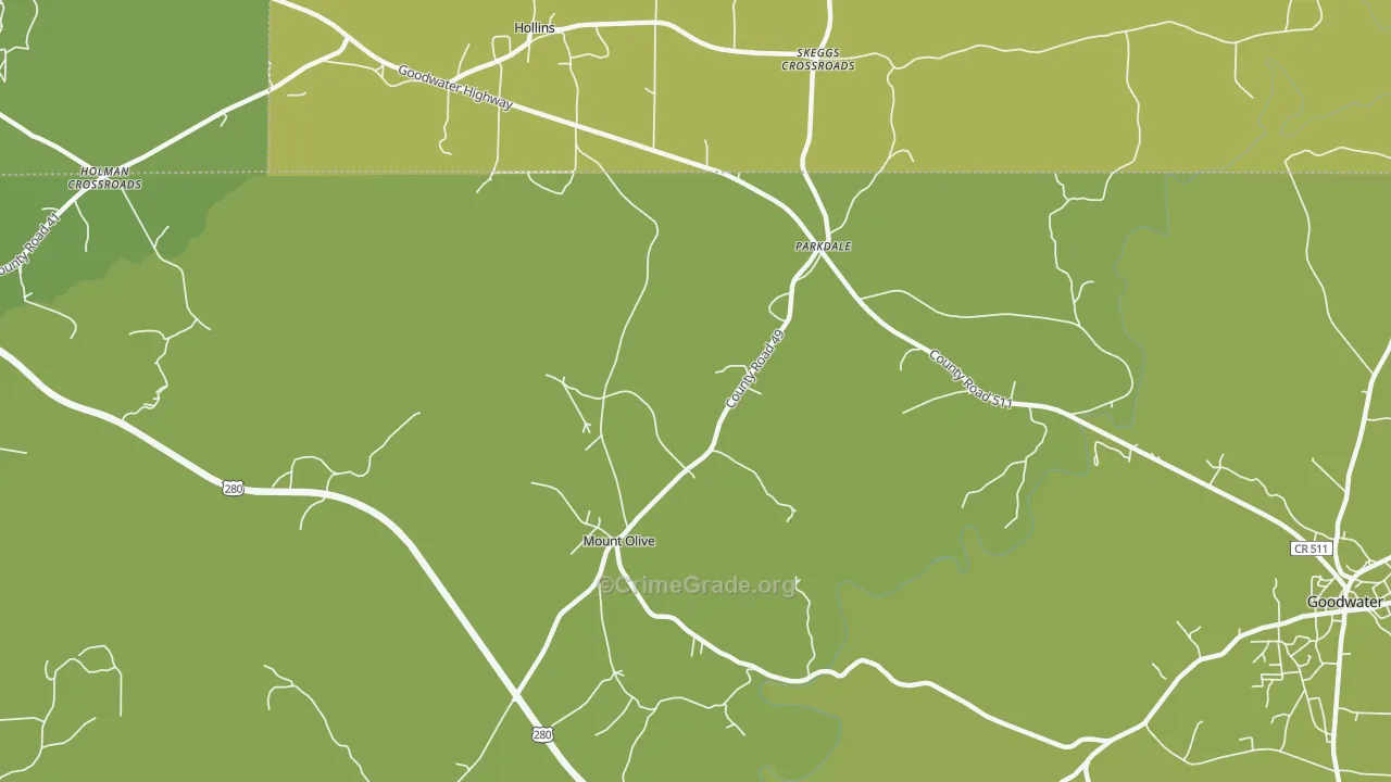 Parkdale, AL Map of Vehicle Theft Rates