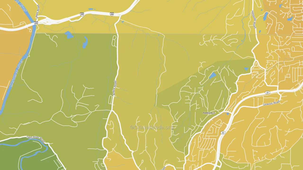 Parkdale, MO Map of Vehicle Theft Rates