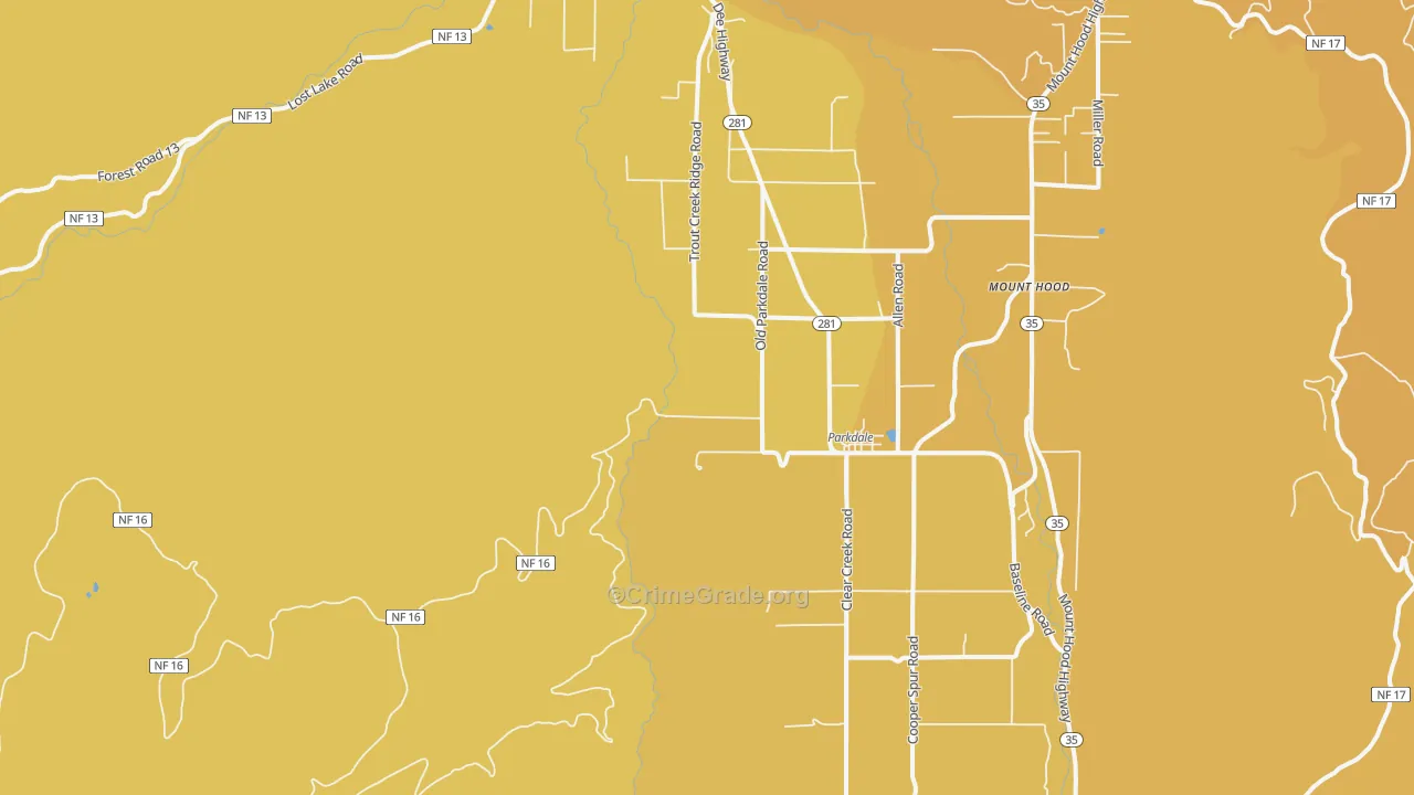 Parkdale, OR Map of Vehicle Theft Rates