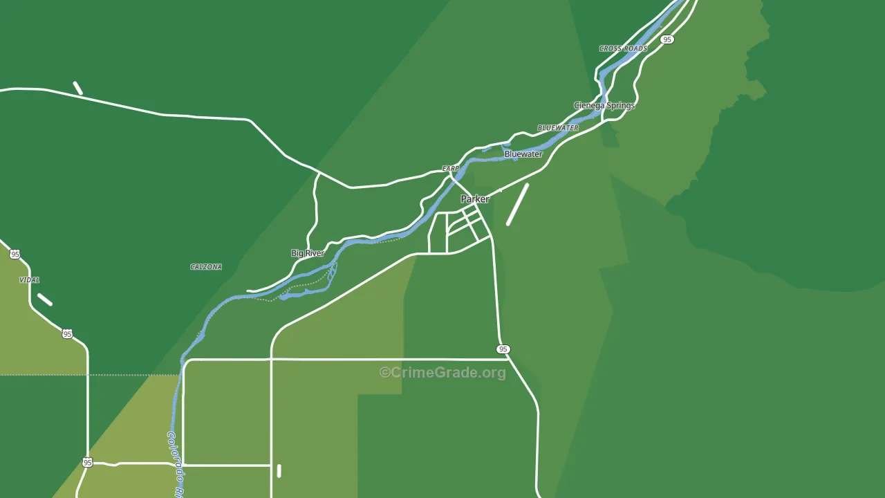 Parker, AZ Map of Vehicle Theft Rates