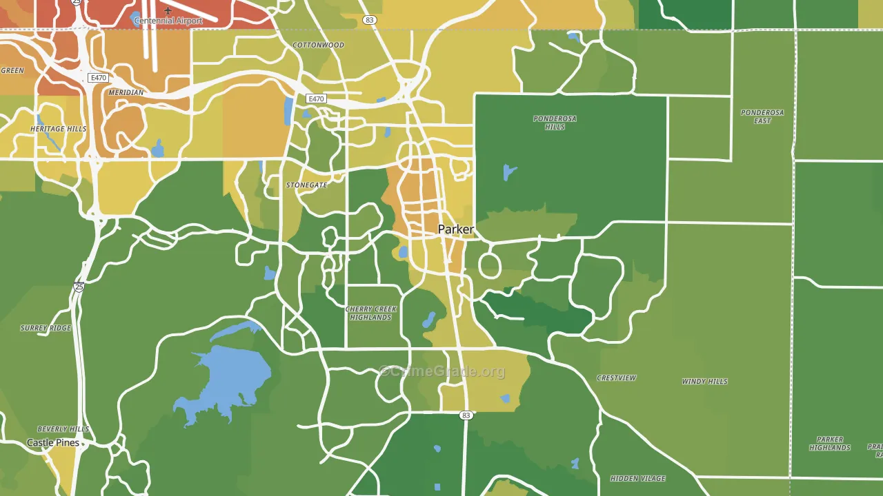 Parker, CO Map of Vehicle Theft Rates