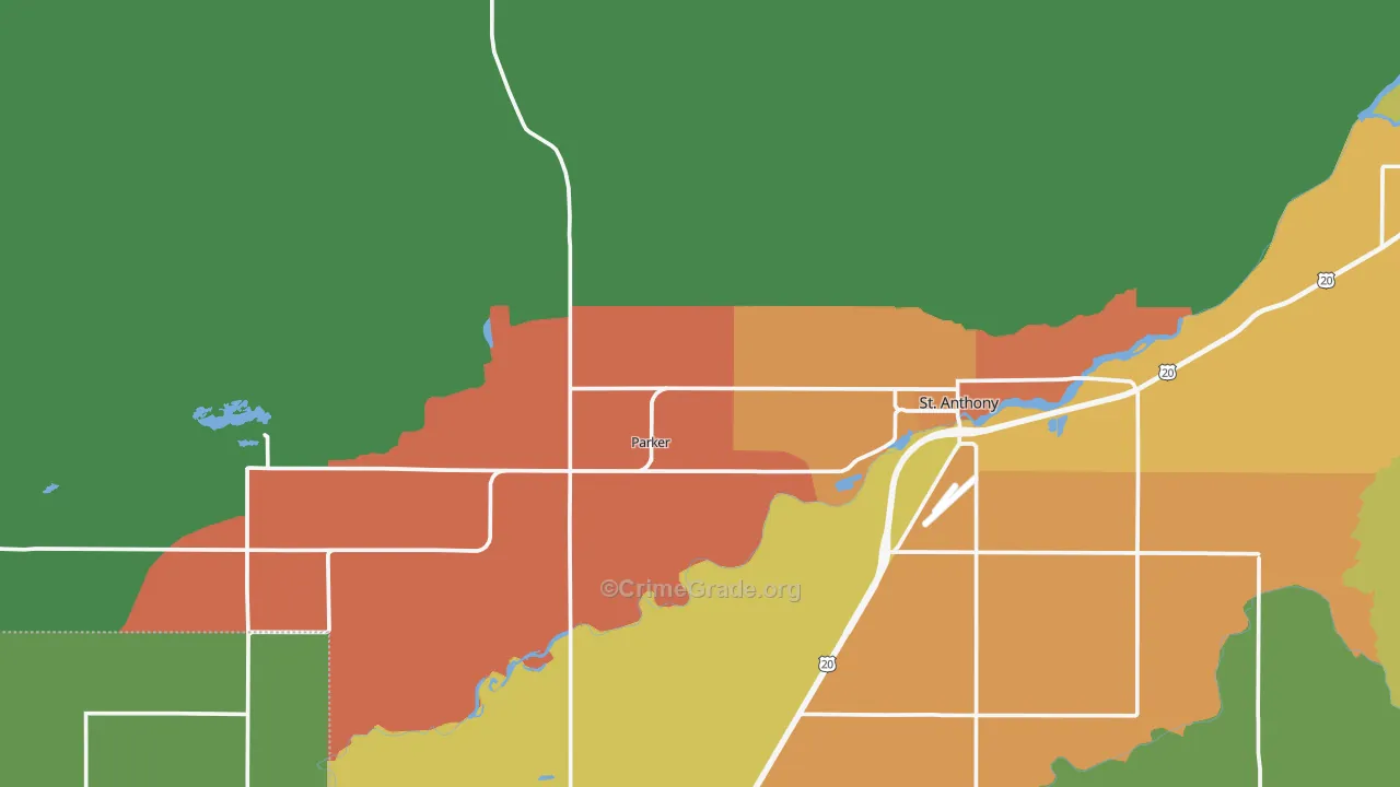 Parker, ID Map of Vehicle Theft Rates