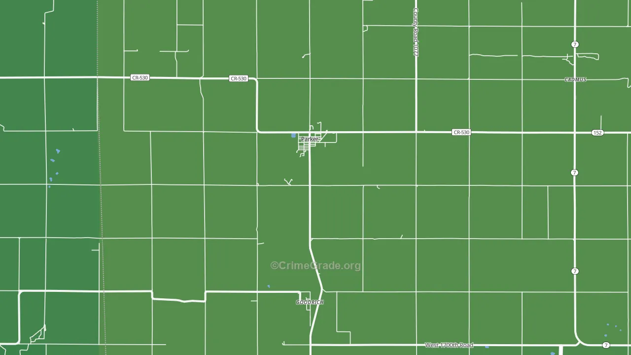 Parker, KS Map of Vehicle Theft Rates