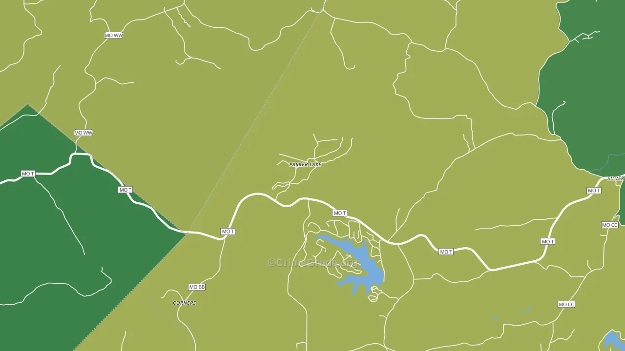 Parker Lake, MO Map of Vehicle Theft Rates
