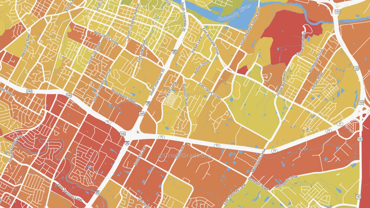 Parker Lane, Austin, TX Map of Vehicle Theft Rates